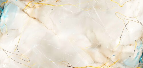 Luxurious beige marble background with golden lines and blue abstract contrast, elegant design