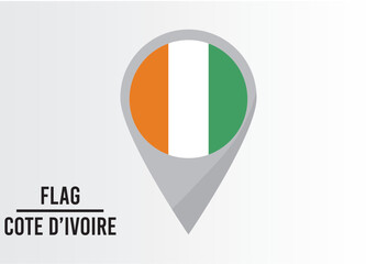 Cote d'ıvoıre Flag on Location Pin. vector illustration