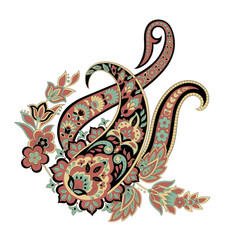 Paisley Vector Pattern. Floral Isolated Asian Illustration