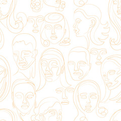 beautiful woman hand drawn face. Fashion female face line art vector illustration