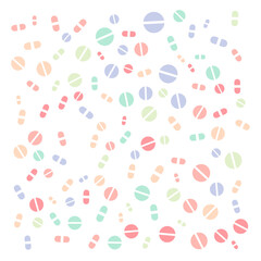 Pattern of pills and capsules flying around