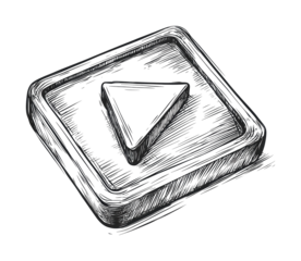 Isolated play button design featuring a triangular icon in a simple, hand-drawn style. Isolated on transparent background, png.