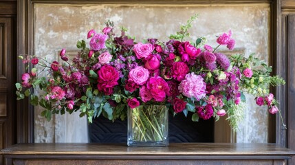 Fototapeta premium Vibrant Pink Floral Arrangement in Elegant Display for Home Decor