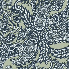 Madhubani, kalamkari, kani seamless pattern. Vector Ajrakh Ikat print patola. Background digital printing textile pattern floral allover design