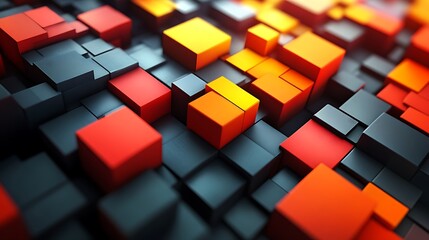 Abstract Colorful Cubes Geometric Pattern Design