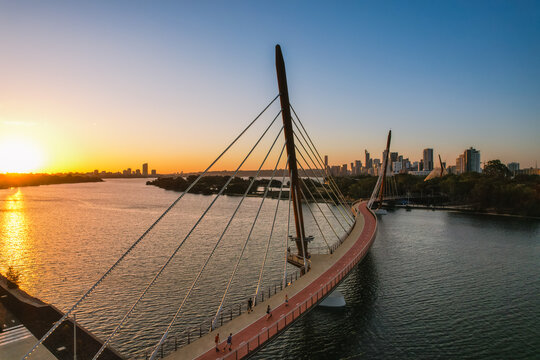 Boorloo Bridge over the Swan River in Perth, Western Australia - Powered by Adobe