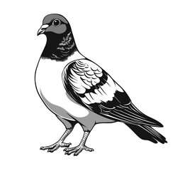 Obraz premium silhouette of a pigeon on white