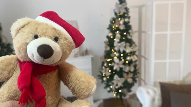 urso fofo em decora&ccedil;&atilde;o arvore de natal 