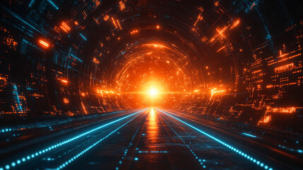 Abstract technology background representing digital chaos, symbolizing data streams, cybersecurity, cloud computing, supercomputing, and neural networks with vibrant colors and complex patterns

