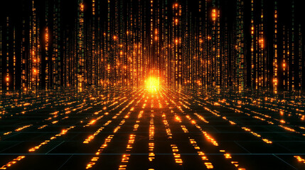 Abstract technology background representing digital chaos, symbolizing data streams, cybersecurity, cloud computing, supercomputing, and neural networks with vibrant colors and complex patterns

