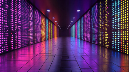 Abstract technology background representing digital chaos, symbolizing data streams, cybersecurity, cloud computing, supercomputing, and neural networks with vibrant colors and complex patterns

