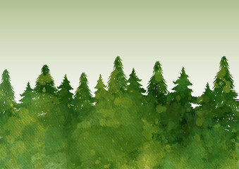 Watercolour Forest Winter Landscape Scenery