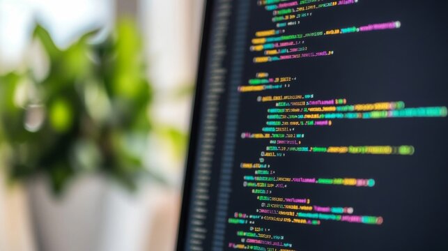 Computer Screen Displays Colorful Programming Code
