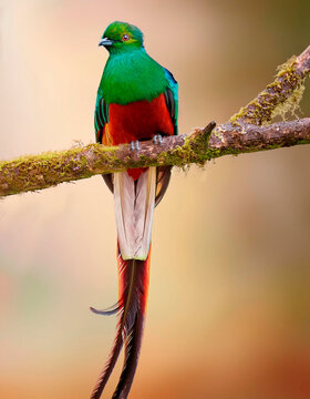 Quetzal andino, el ave m&aacute;s bella del mundo, su cola llega a medir m&aacute;s de un metro de larga.
