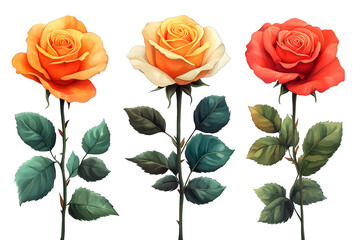 Roses on a transparent background. Watercolor 