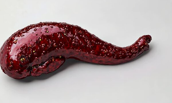 Human healthy pancreas. The camera revolves around a pancreas.