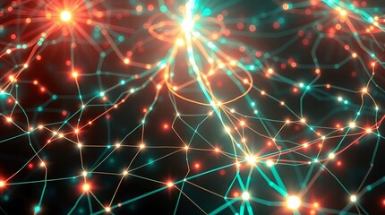 Fototapeta premium glowing cyber web with vibrant neon pathways for sci-fi visuals