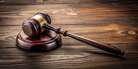 Obraz premium Judges Gavel on a Dark Wooden Table , law