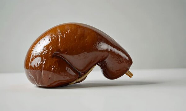 Human healthy pancreas. The camera revolves around a pancreas.