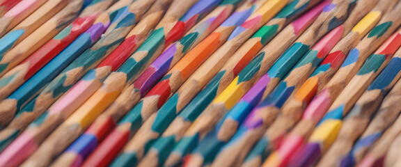 Wave of colorful wooden pencils isolated on white background panoramic background back to school con