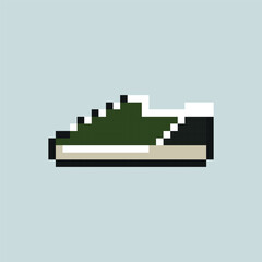 Shoes pixel art, vector illustration. 8-bit pixel art sneakers. Boots pixel art.