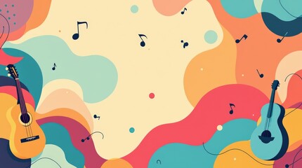 Fototapeta premium Abstract Music background with musical instruments. Vector illustration in flat design style. 