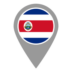 Costa Rica flag location pin, flag application, Flag on Location Pin, graphic design, map pointer, vector illustration.