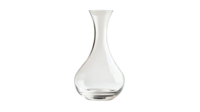 Crystal-clear wine decanter, transparent background