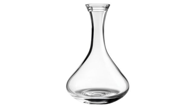 Crystal-clear wine decanter, transparent background