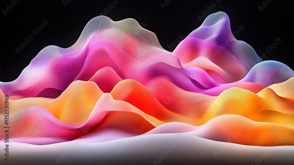 Poster abstract colorful waves representing fluid dynamics and motion.