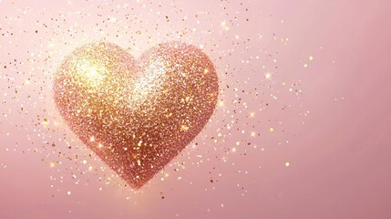 Obraz premium Shimmering Glitter Heart Against Soft Pink Background for Romantic Themes