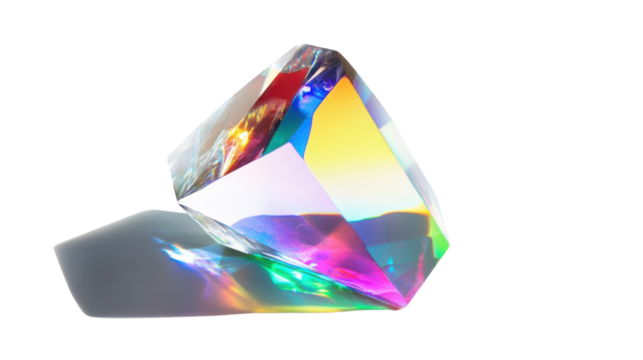 Transparent colorful gem, transparent background