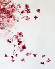 Naklejka premium Delicate Pink Blossom Illustration with Artistic Watercolor Effect on Fresh Background