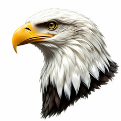 Fototapeta premium Bald american eagle isolated with white background