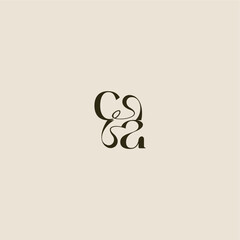 dynamic line monogram logo luxurious concept CA elegant wedding letter