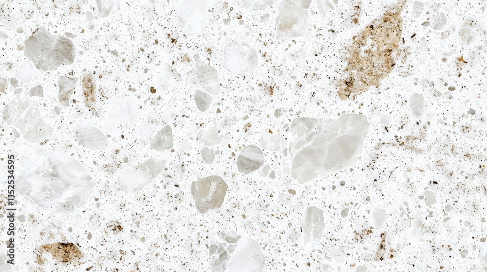 Poster white stone texture with natural patterns and small pebbles, perfect for backgrounds