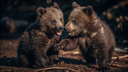 Obraz premium Cubs playing, joyful and energetic interaction.