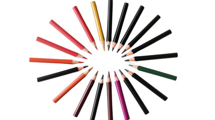 Group of colorful crayons, transparent background