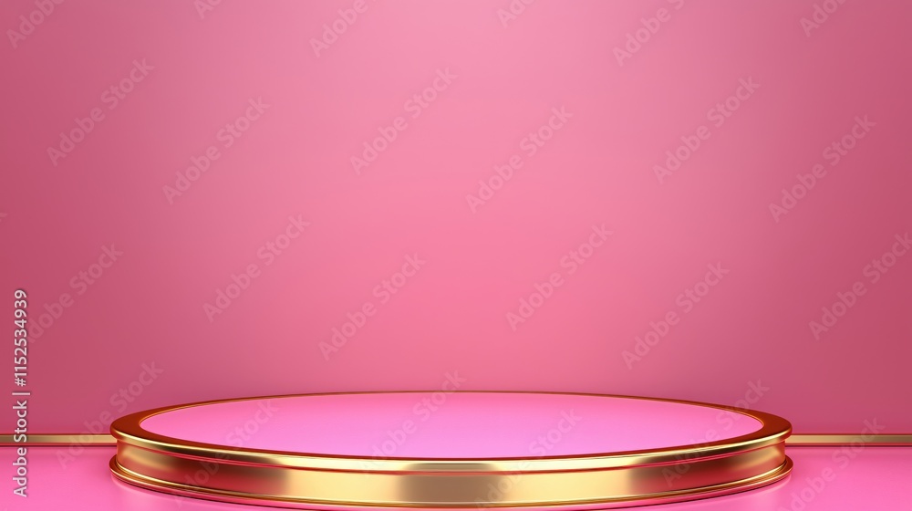 Poster elegant pink stage with golden edge, perfect for display and presentation events