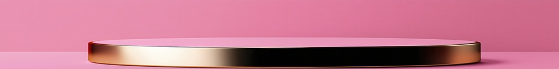 Fototapeta premium Elegant Round Platform with Gold Edge on Soft Pink Background for Product Display