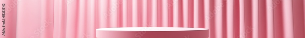 Poster elegant pink background with round display pedestal for product presentation