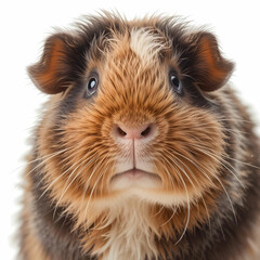 Closeup shot of guinea pig isolated on white background