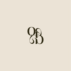 dynamic line monogram logo luxurious concept OB elegant wedding letter