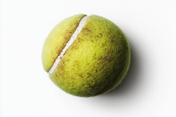 Bright yellow tennis ball sitting on a clean surface