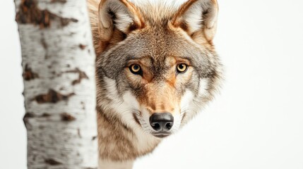 Obraz premium Wolf with textured fur coat observing in the forest