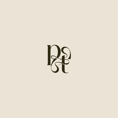 dynamic line monogram logo luxurious concept PT elegant wedding letter