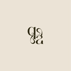 dynamic line monogram logo luxurious concept QA elegant wedding letter