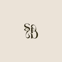 dynamic line monogram logo luxurious concept SB elegant wedding letter