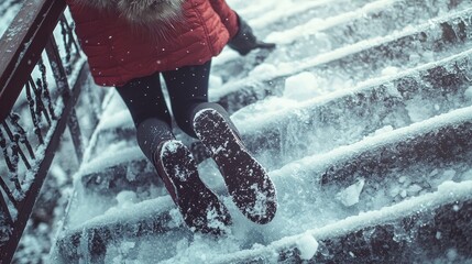 Winter Steps: A Snowy Ascent