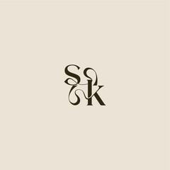 Fototapeta premium dynamic line monogram logo luxurious concept SK elegant wedding letter
